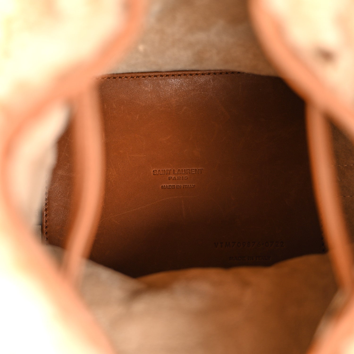 Saint Laurent Shearling Calfskin Small Emmanuelle Bucket Bag Natural Beige Brick 5 of 10
