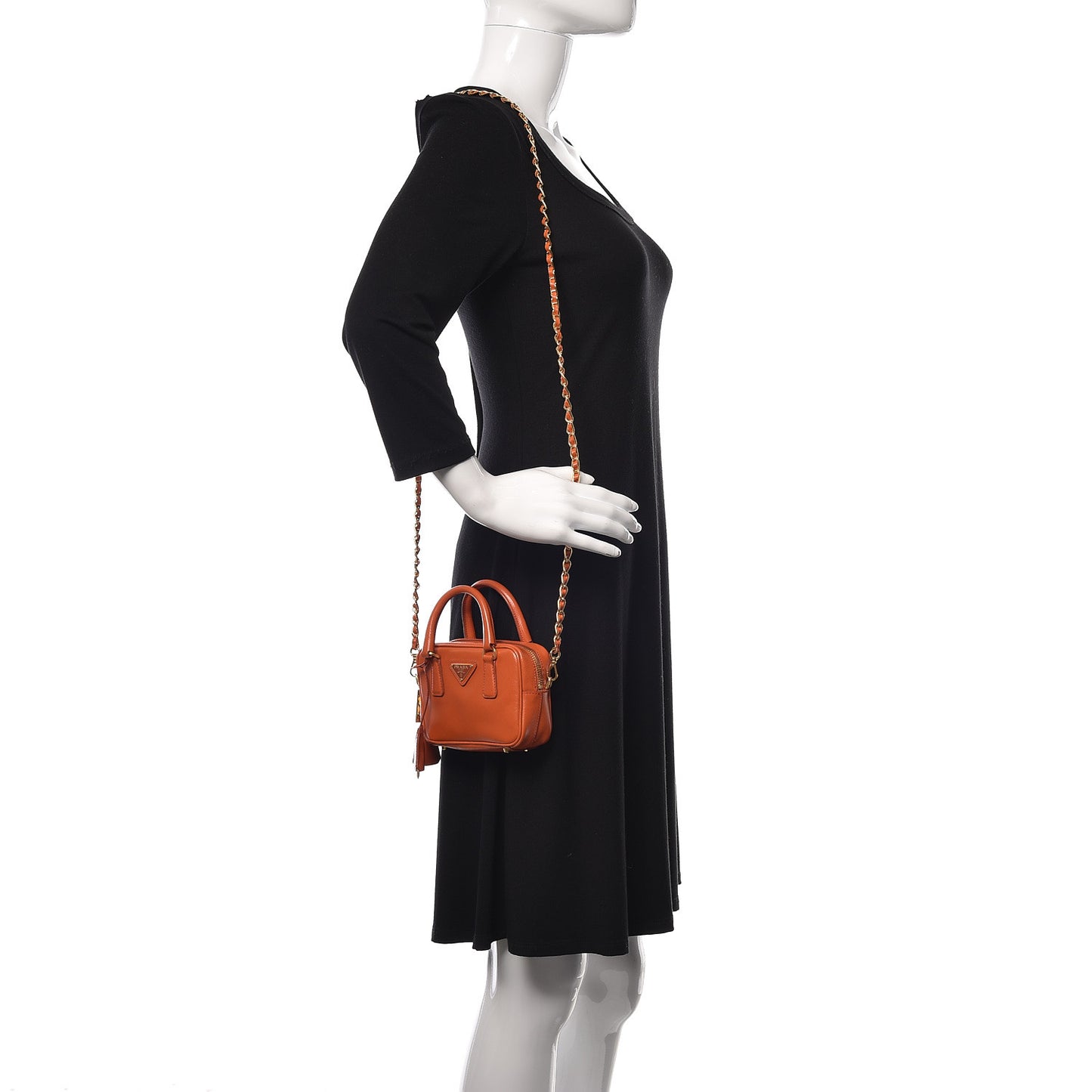 Saffiano Lux Mini Top Handle Crossbody Bag Papaya