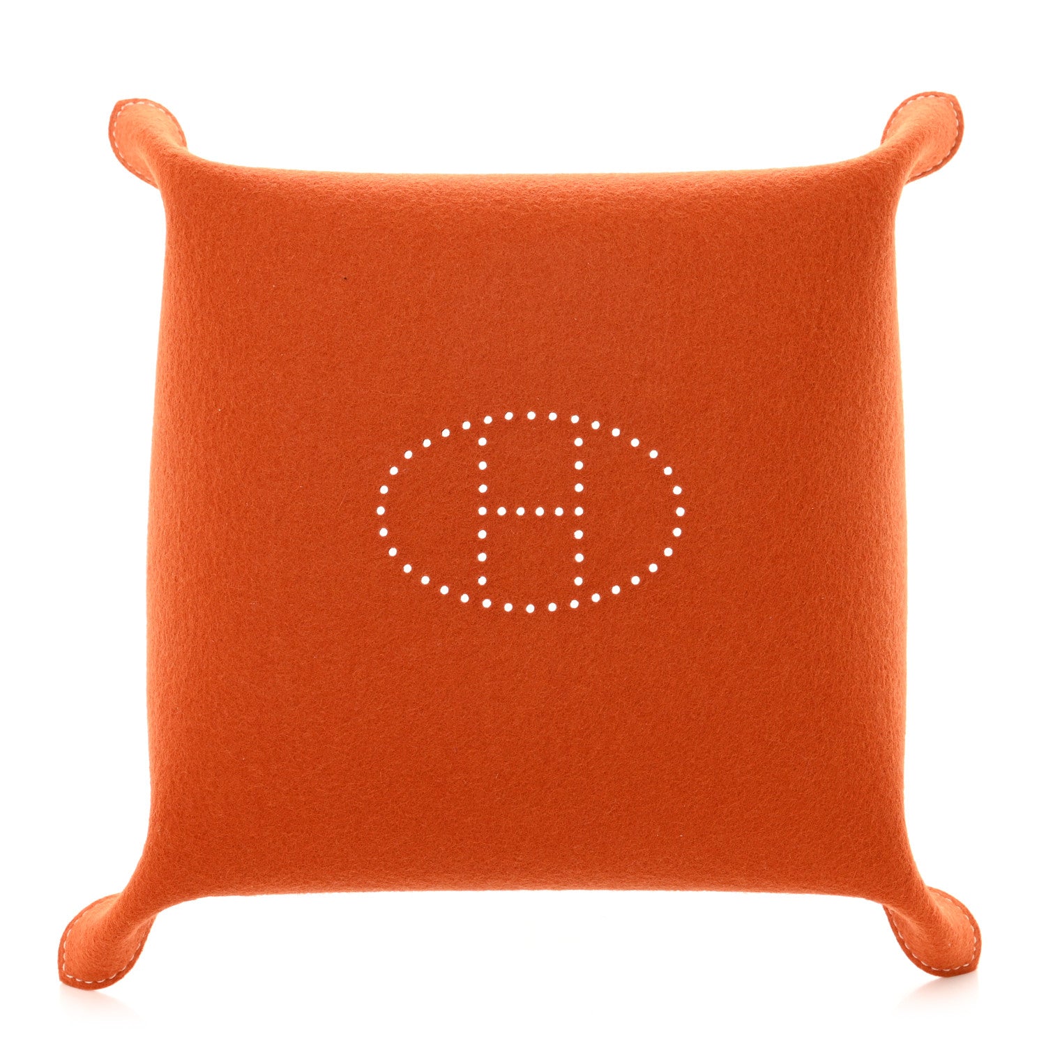 Hermes Taurillon Clemence Felt Bridge Mises et Relances Change Tray Orange Rouge H 1 of 6