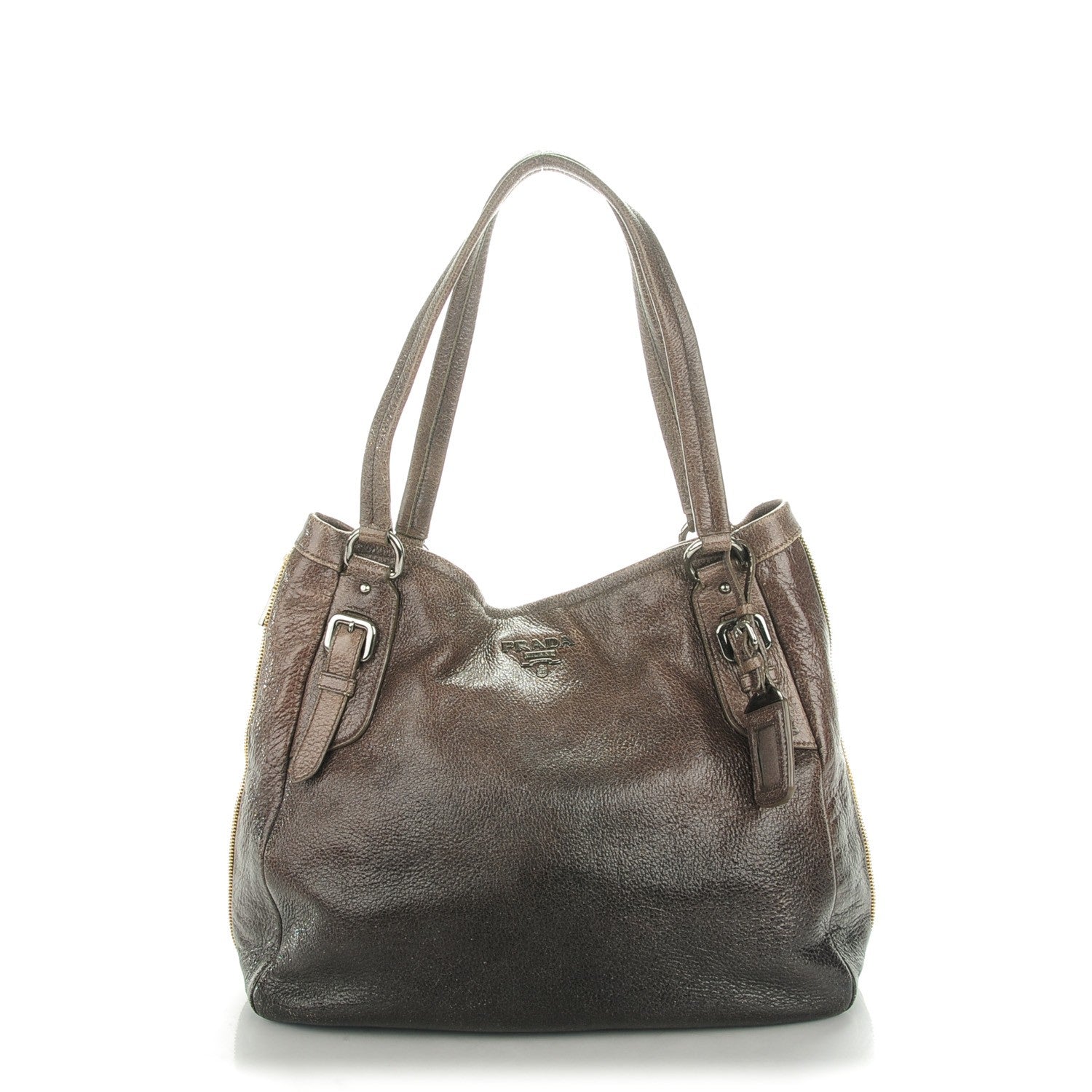 Prada Cervo Lux Sfumata Zippers Hobo Fumo 1 of 7