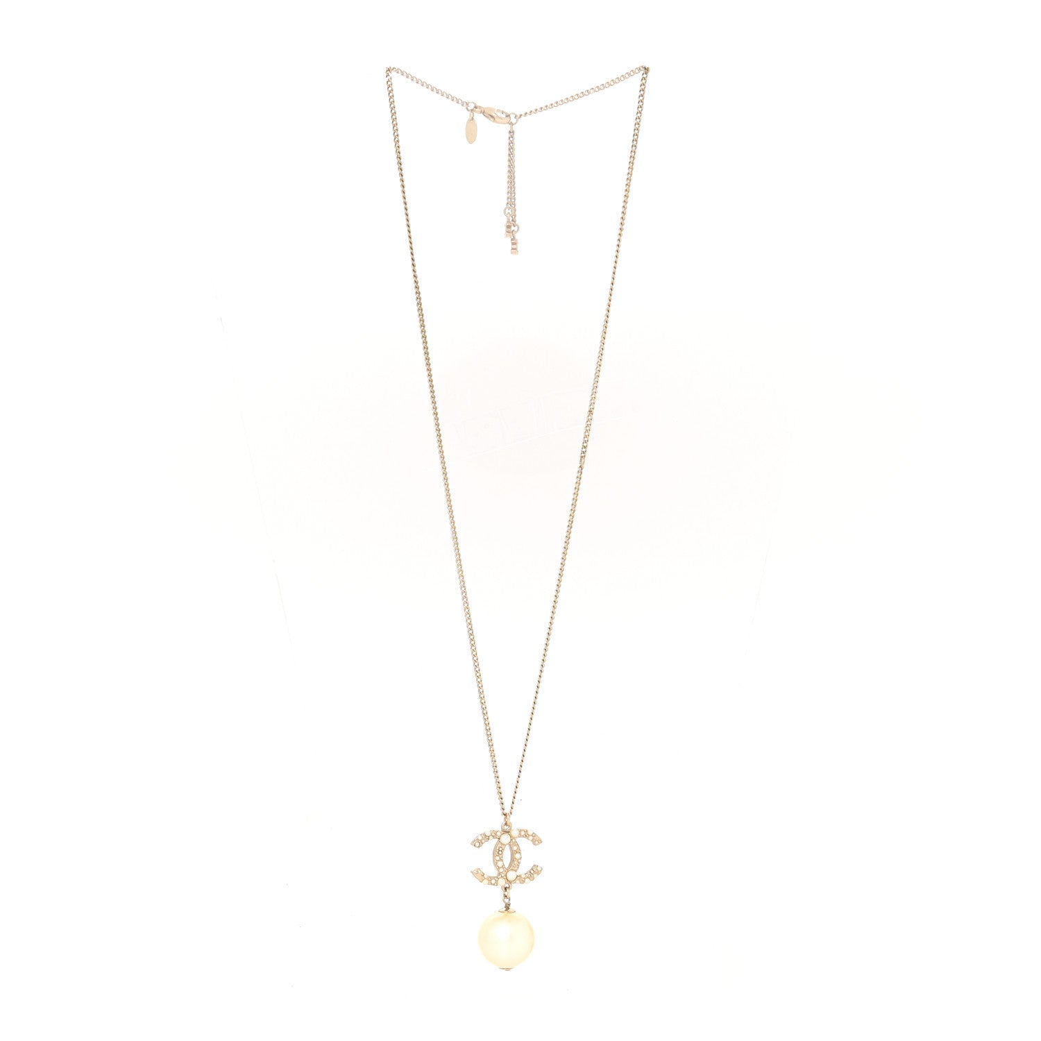 Chanel Pearl CC Drop Necklace Gold 3 of 5