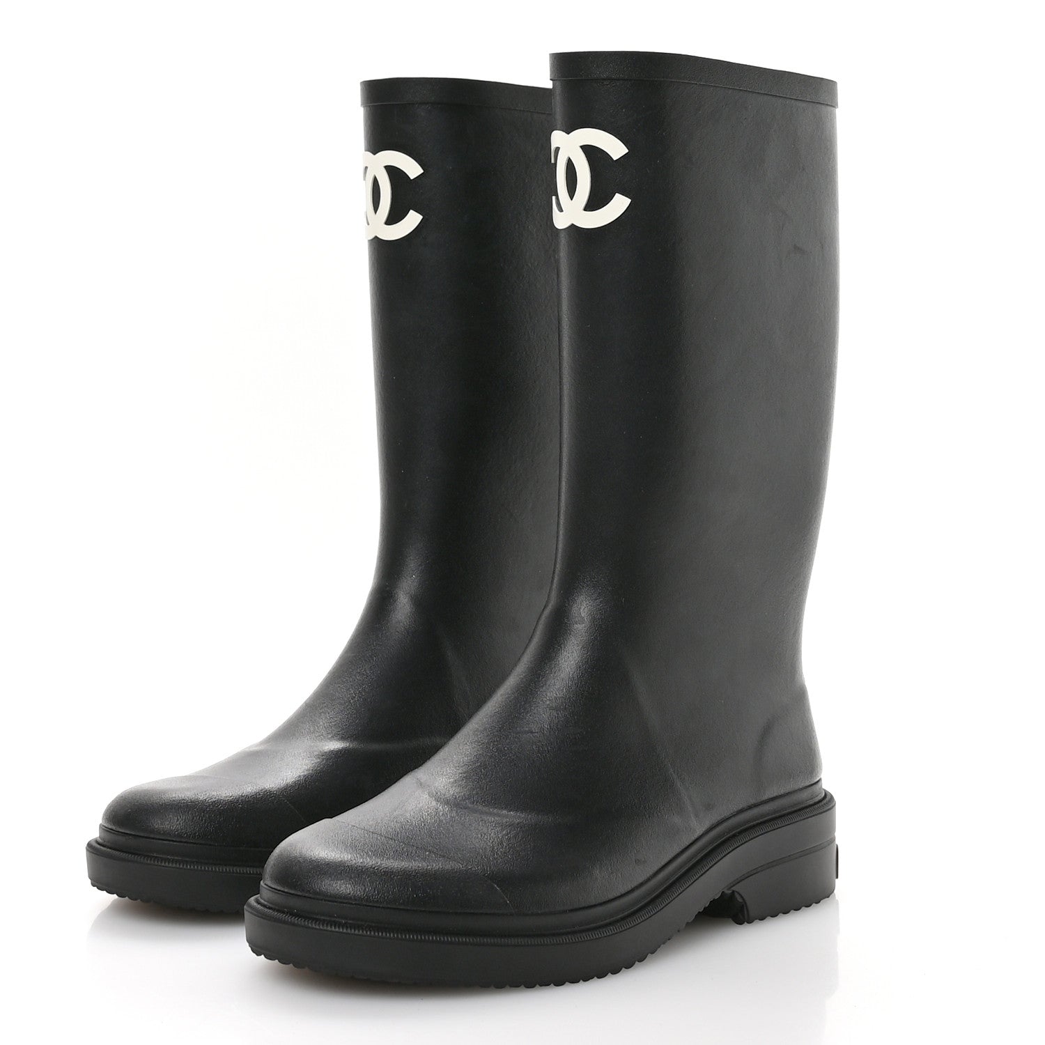 Chanel Caoutchouk CC High Boots 38 Black 4 of 9