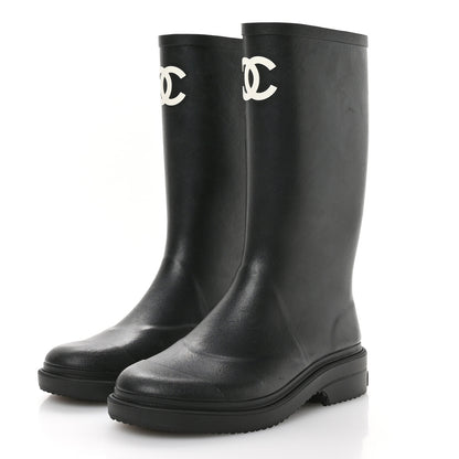 Chanel Caoutchouk CC High Boots 38 Black 4 of 9