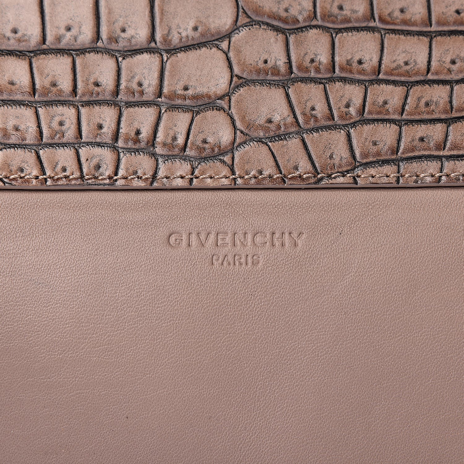 Givenchy Calfskin Crocodile Embossed Medium Shark Lock Satchel Sand 8 of 24