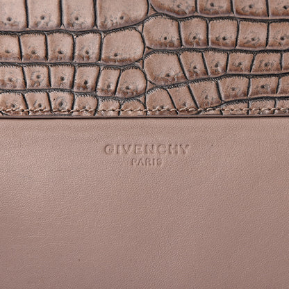 Givenchy Calfskin Crocodile Embossed Medium Shark Lock Satchel Sand 8 of 24
