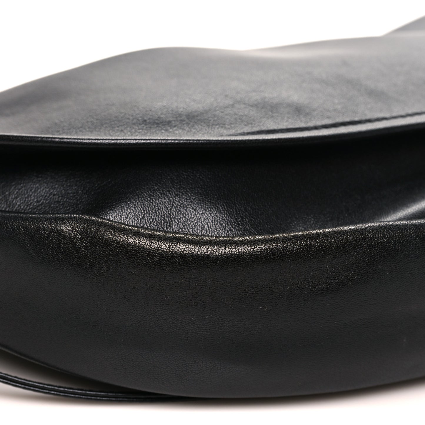 Shiny Lambskin Soft Triomphe Half Moon Bag Black