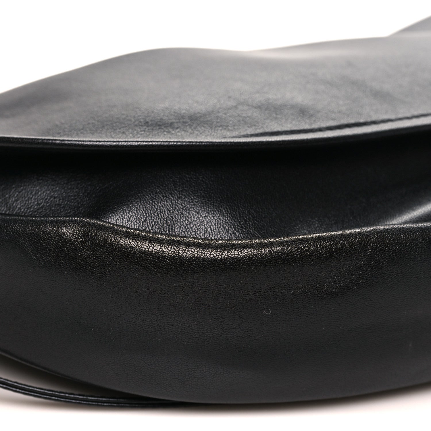 Celine Shiny Lambskin Soft Triomphe Half Moon Bag Black 8 of 9