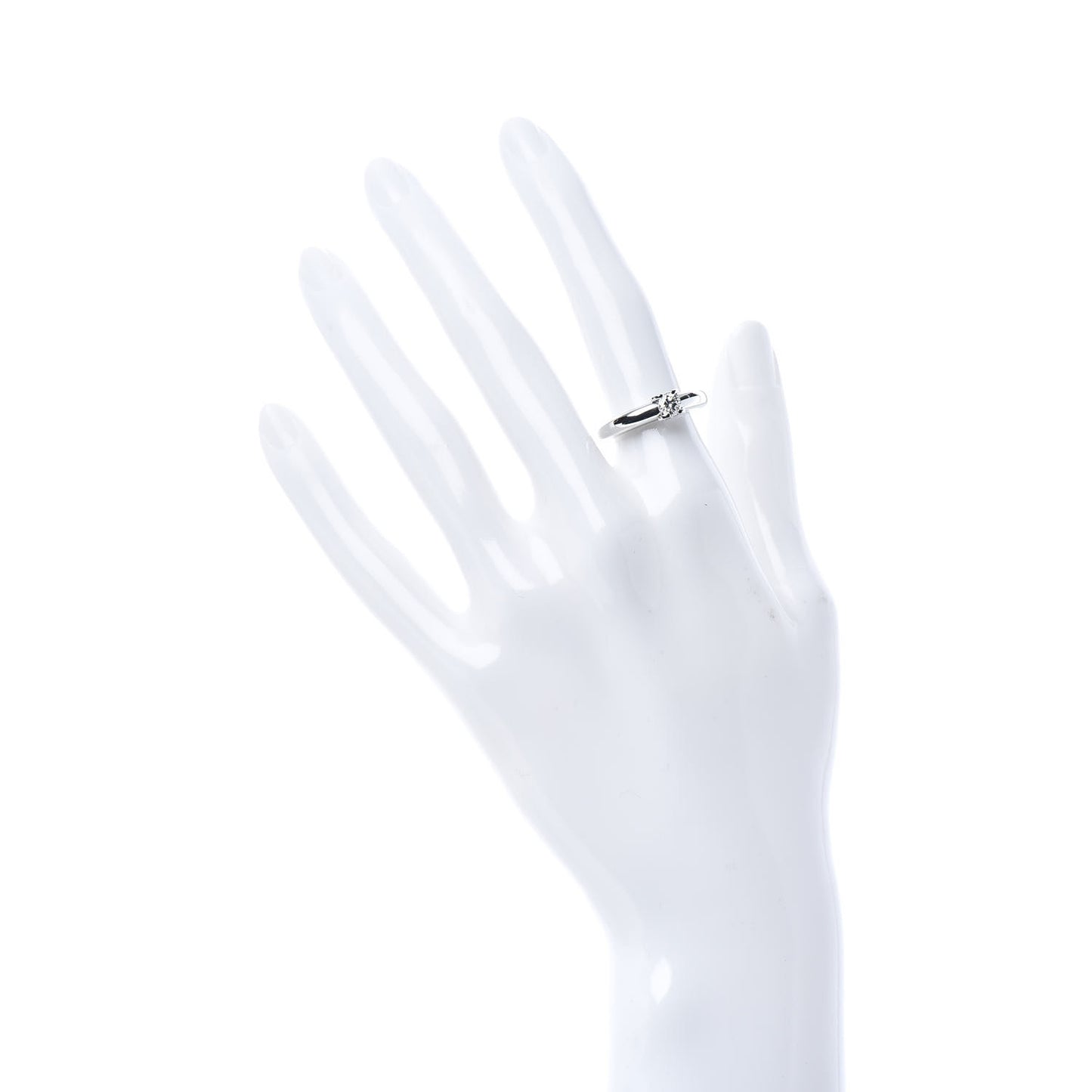 18K White Gold Diamond .25ct C De Solitaire Ring 50 5.25