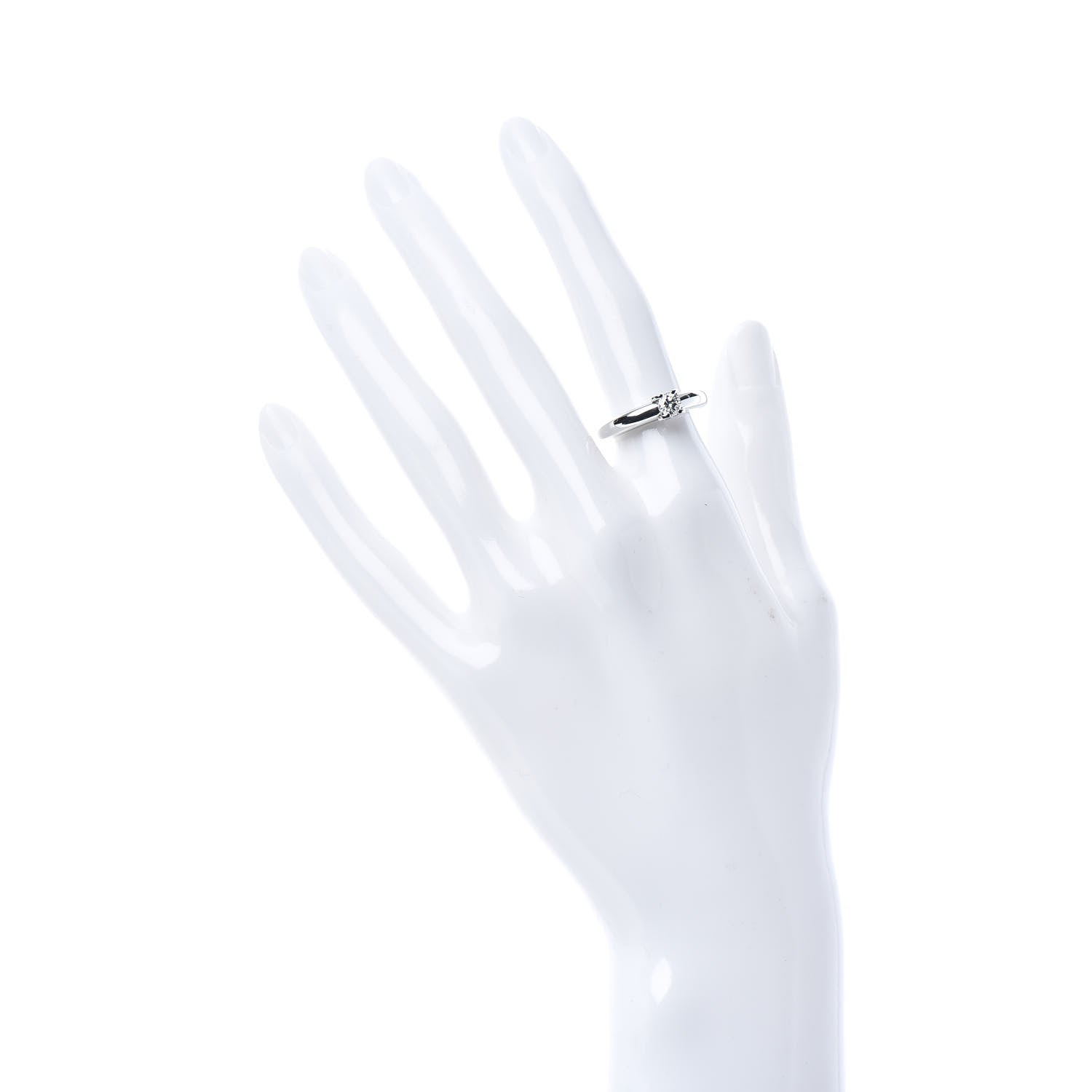Cartier 18K White Gold Diamond .25ct C De Solitaire Ring 50 5.25 2 of 5
