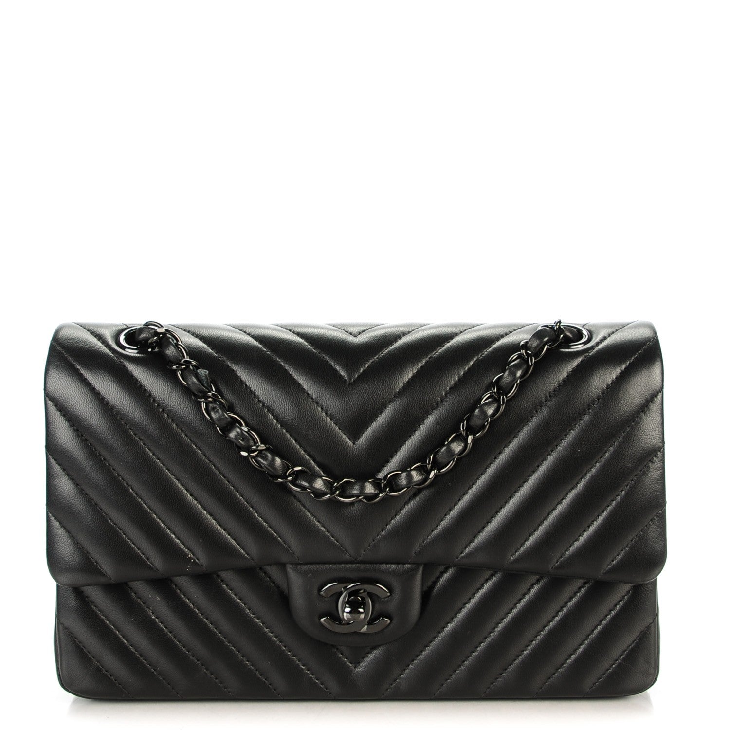 Chanel Lambskin Chevron Medium Double Flap So Black 1 of 9