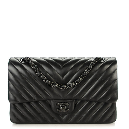 Chanel Lambskin Chevron Medium Double Flap So Black 1 of 9