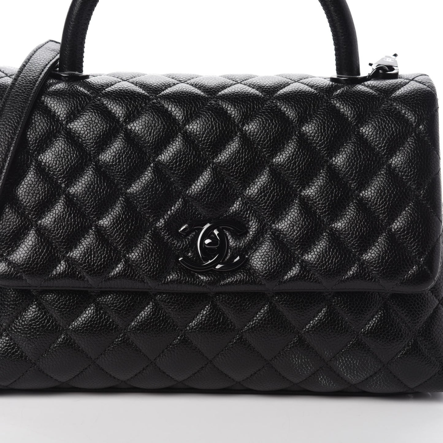 Caviar Quilted Small Coco Handle Flap So Black