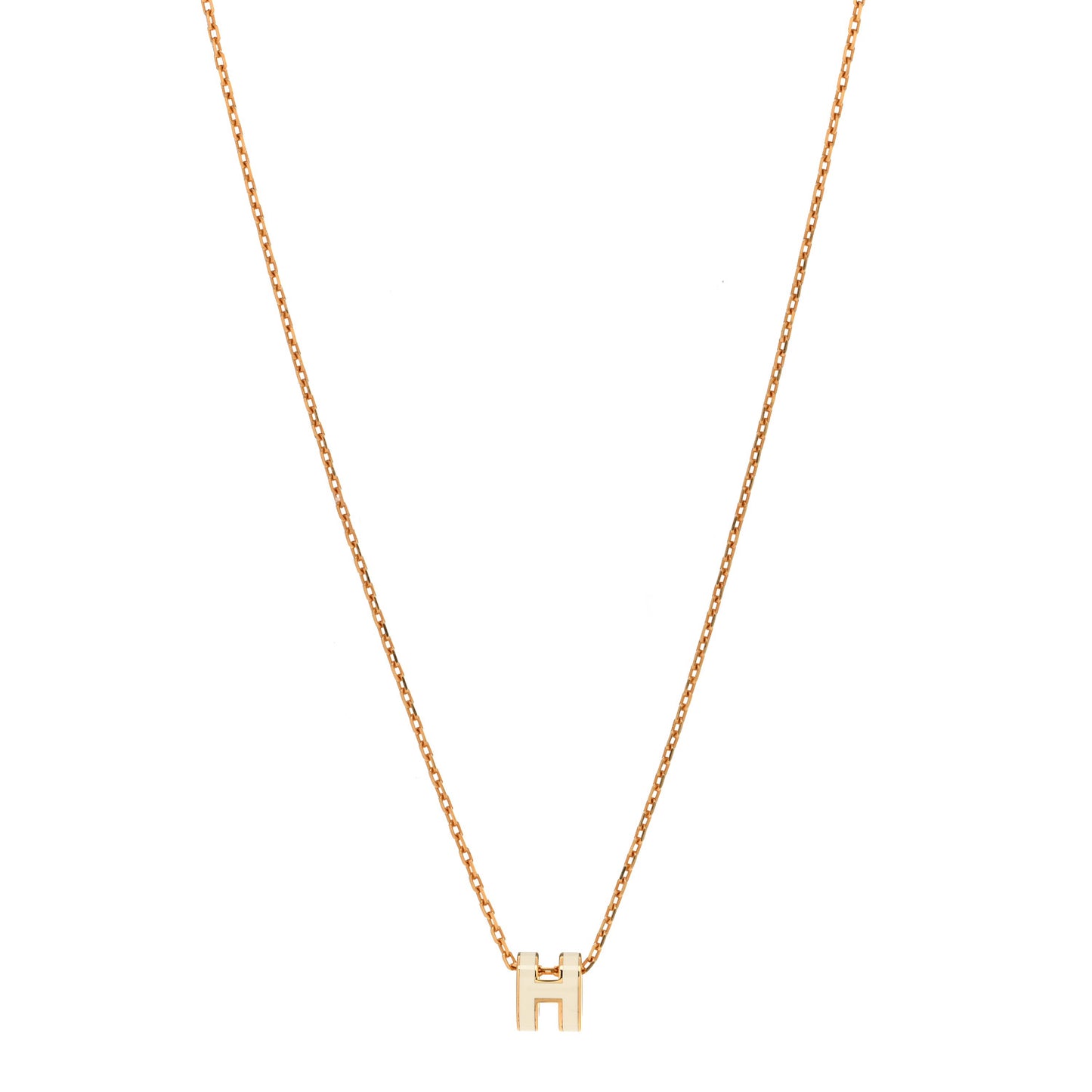 Lacquered Gold Mini Pop H Pendant Necklace White