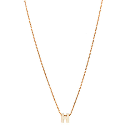 Hermes Lacquered Gold Mini Pop H Pendant Necklace White 1 of 7