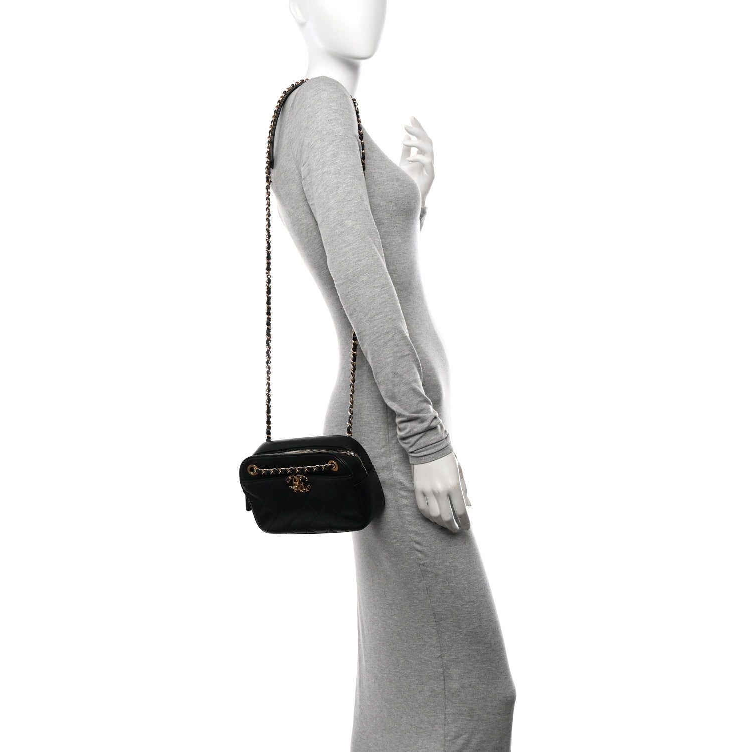 Chanel Goatskin Quilted Chanel 19 Camera Case Black 2 of 11