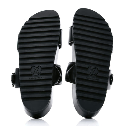 Louis Vuitton Calfskin New Wave Bom Dia Mule Sandals 40 Black 6 of 9