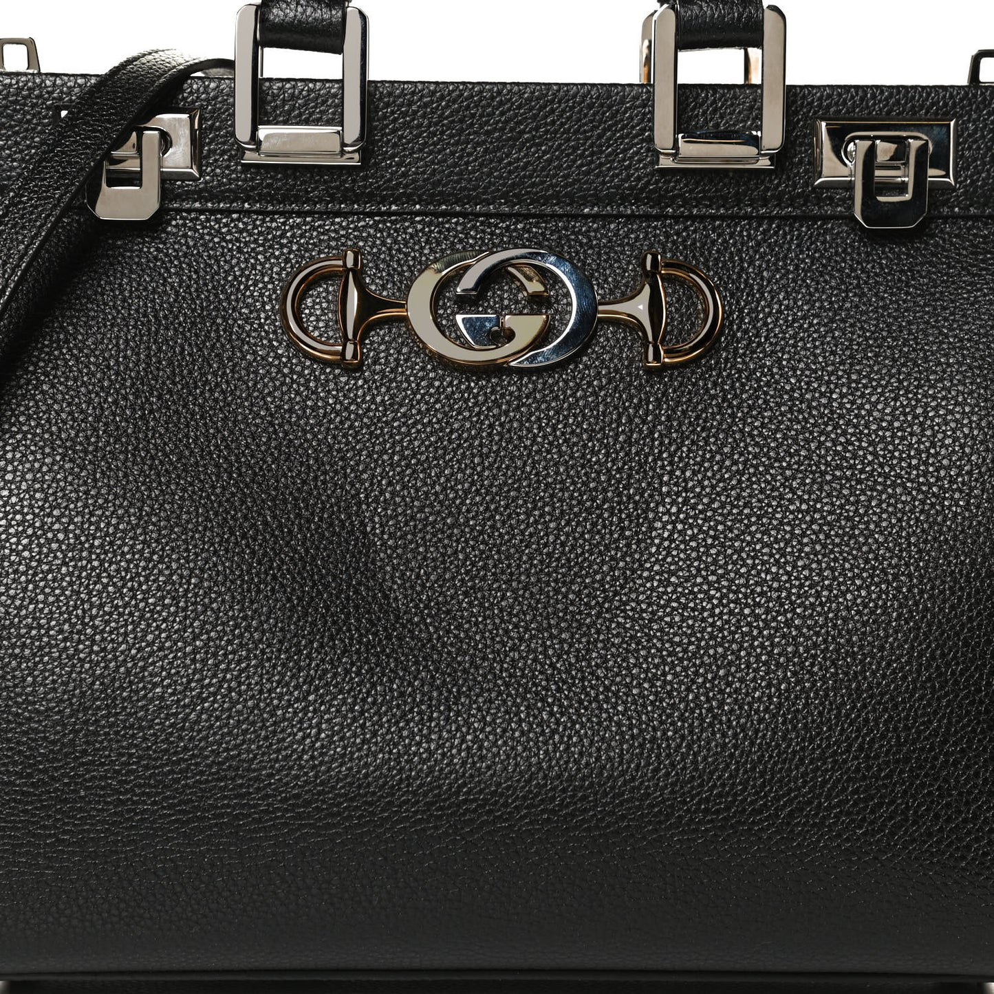Grainy Calfskin Small Zumi Top Handle Bag Black