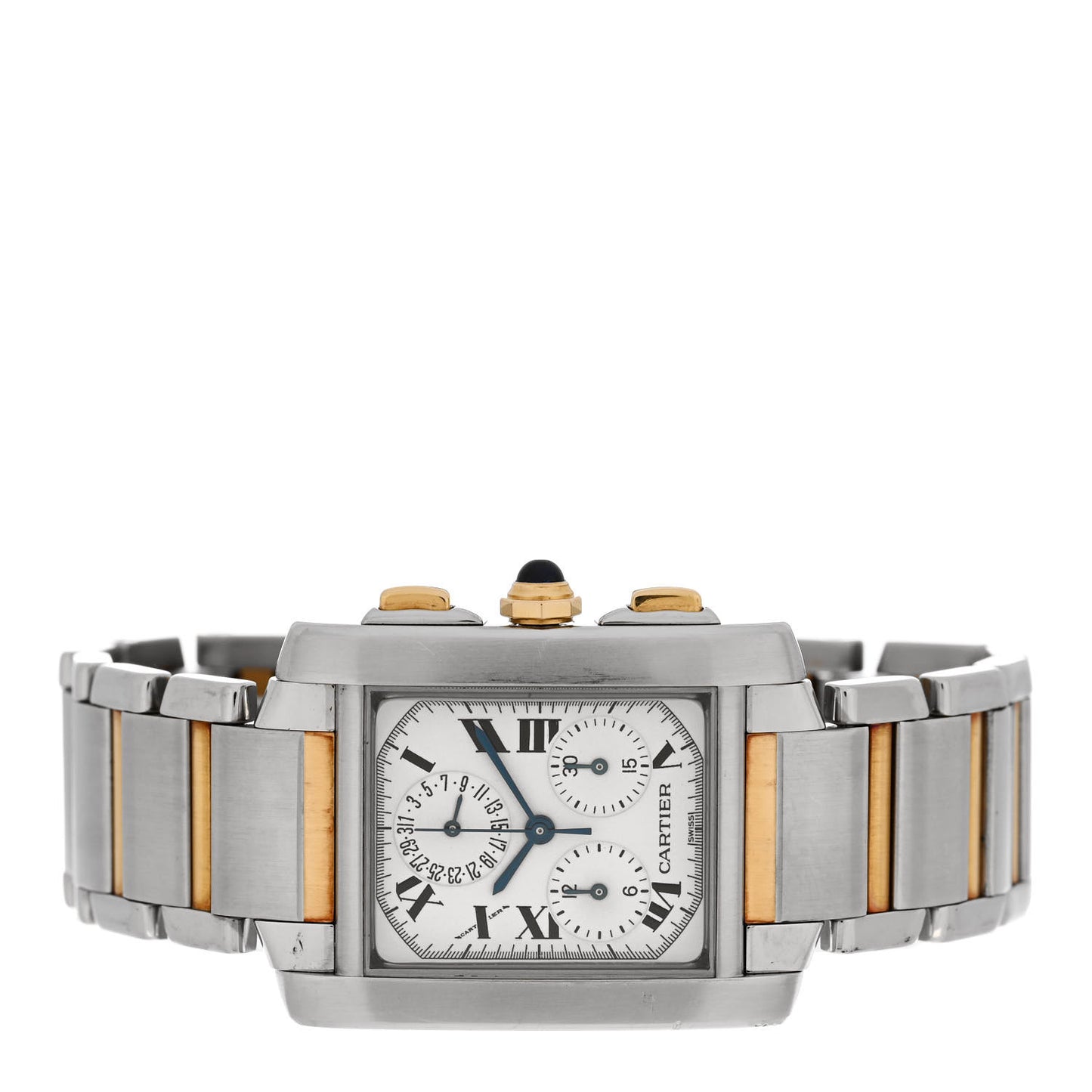 Stainless Steel 18K Yellow Gold 28mm Tank Francaise Chrono Reflex Quartz Watch
