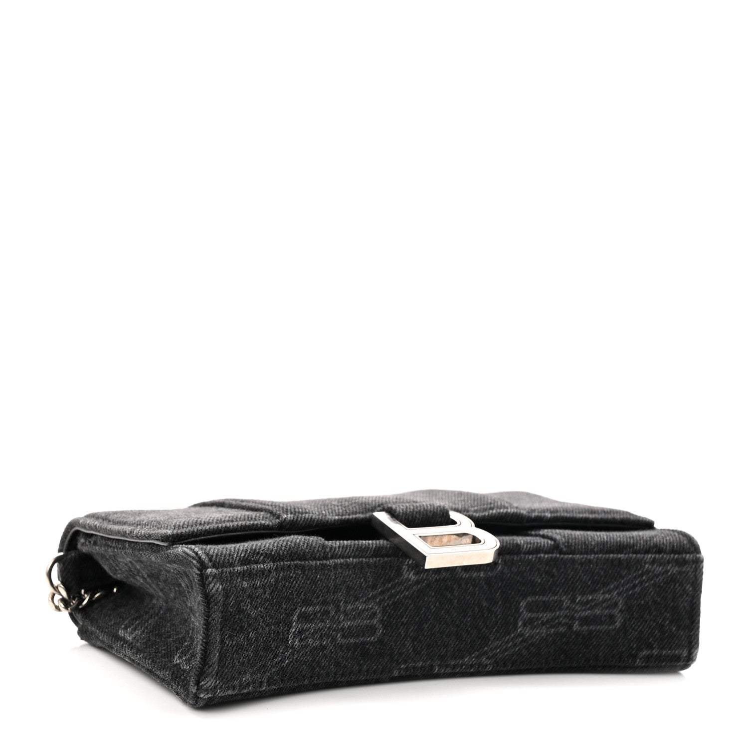 Balenciaga Denim BB Monogram Hourglass Chain Bag Black 4 of 9