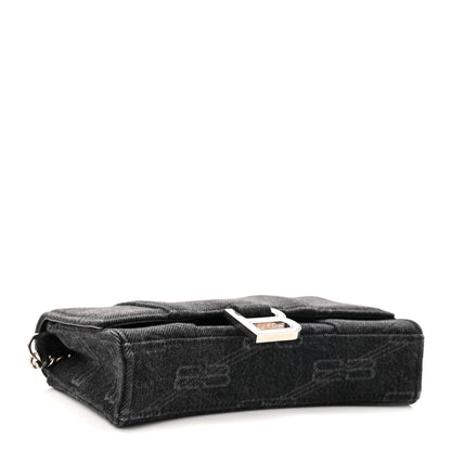 Balenciaga Denim BB Monogram Hourglass Chain Bag Black 4 of 9