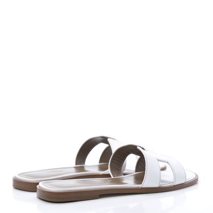 Hermes Box Calfskin Oran Sandals 39 White 4 of 11