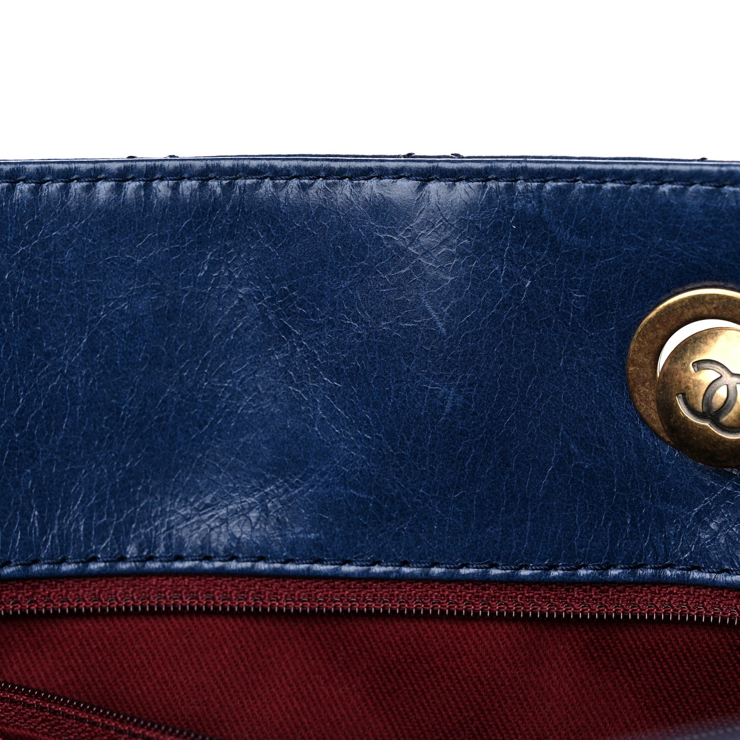 Glazed Calfskin Quilted Large Front Pocket Tote Blue