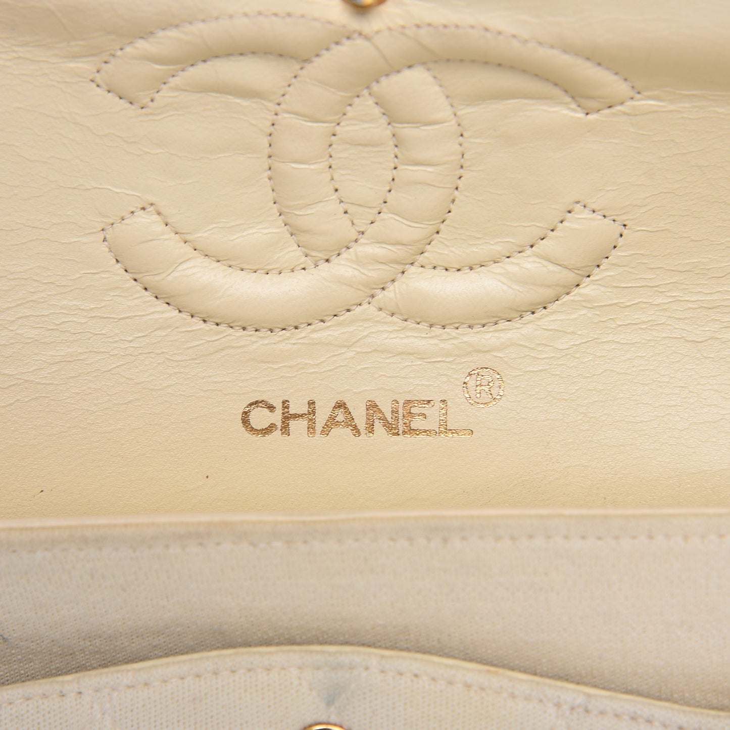 Jersey Quilted Medium Double Flap Beige