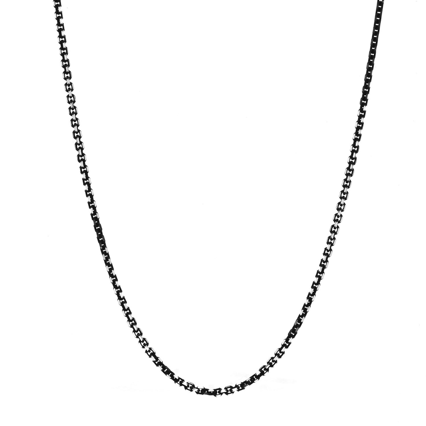 Sterling Silver Enamel 1.75mm Chain Necklace Black 30"