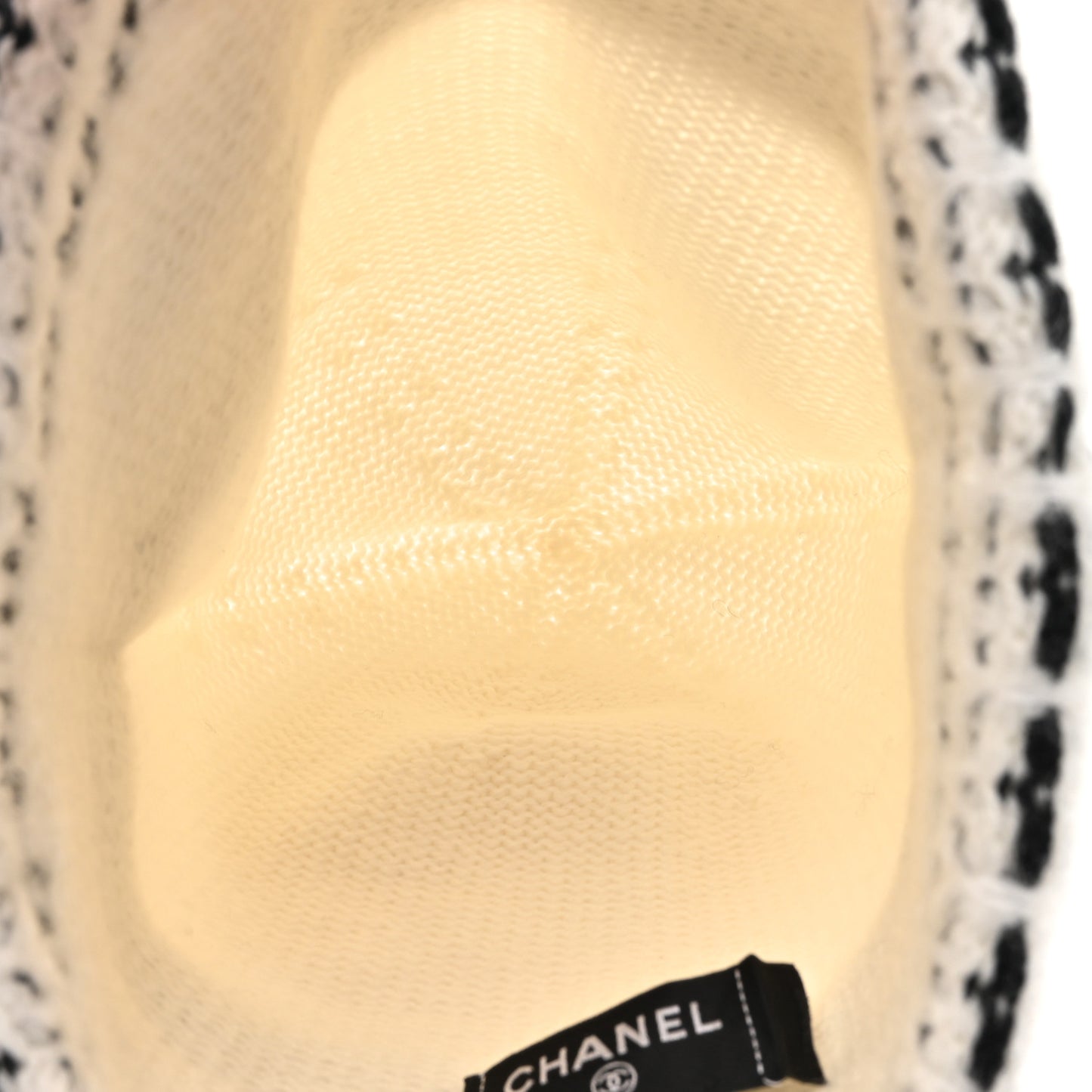 Wool Cashmere Stitched CC Beanie Hat Ivory Black