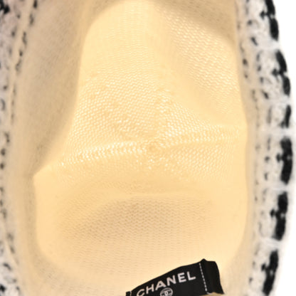 Chanel Wool Cashmere Stitched CC Beanie Hat Ivory Black 4 of 5