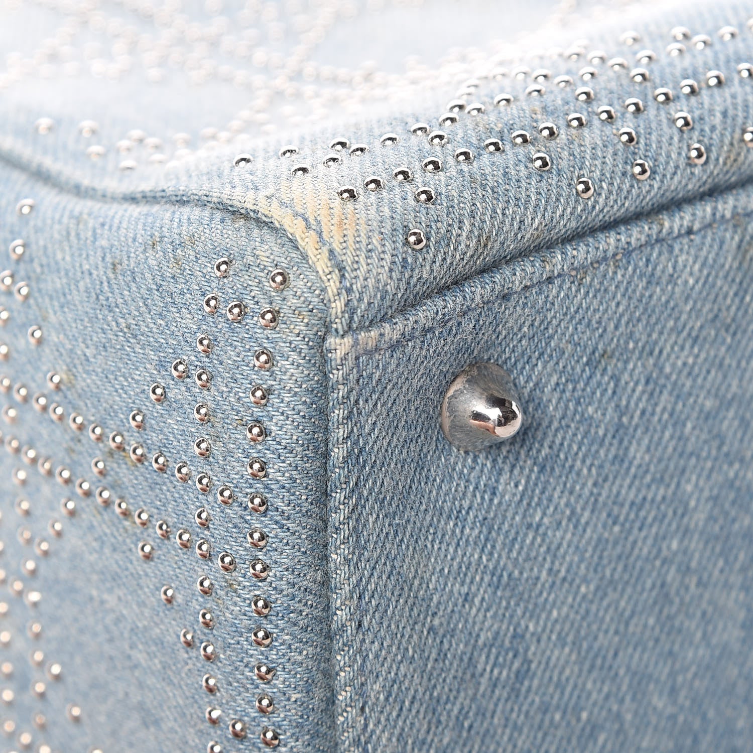 Christian Dior Denim Cannage Studded Medium Lady Dior Blue 11 of 16