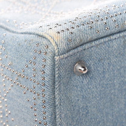Christian Dior Denim Cannage Studded Medium Lady Dior Blue 11 of 16