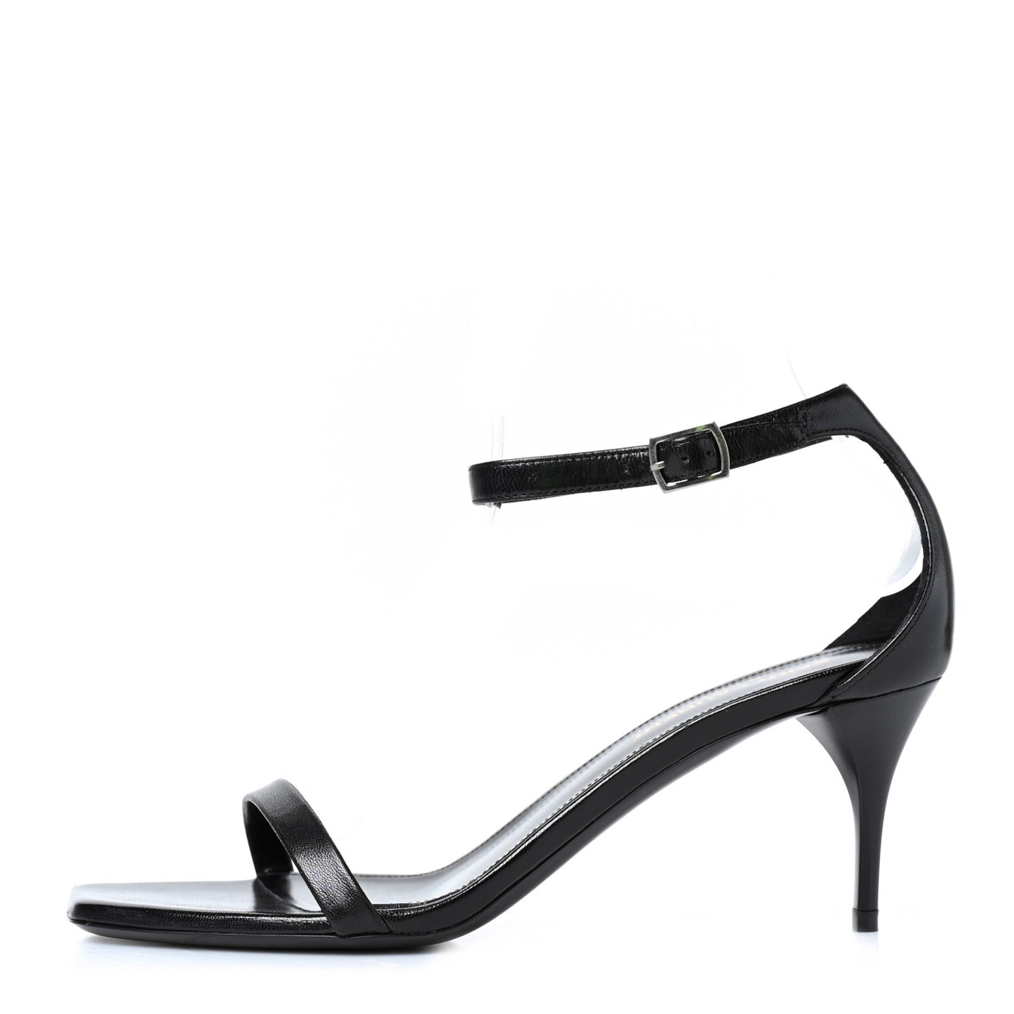 Lambskin Ankle Strap Sandals 37 Black