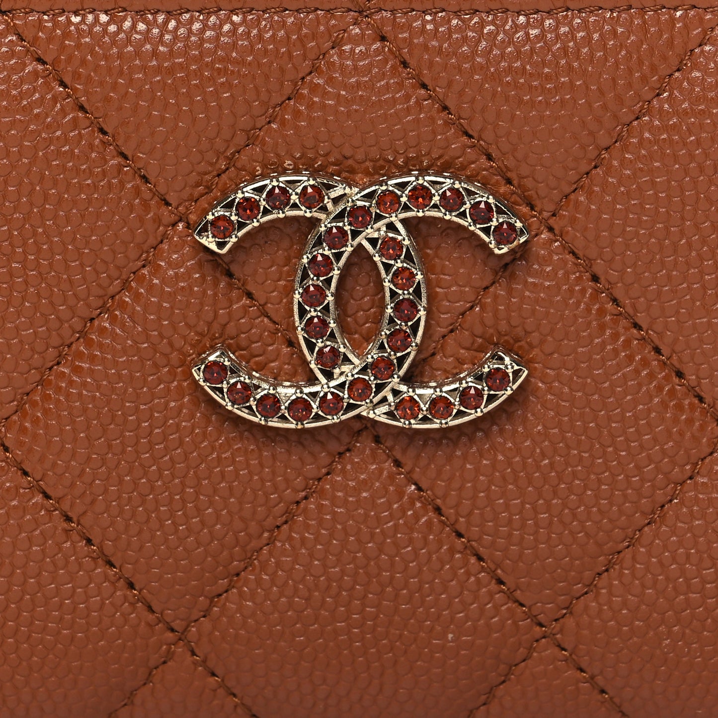 Shiny Caviar Quilted Strass Quilted Crystal Card Holder