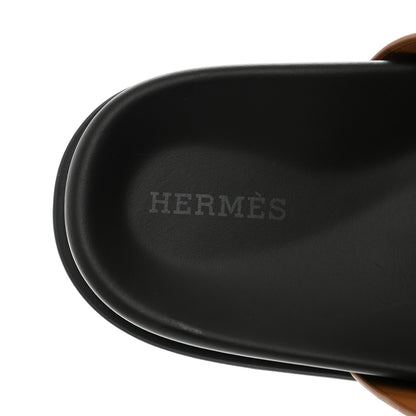 Hermes Calfskin Womens Chypre Sandals 38 Gold 7 of 9