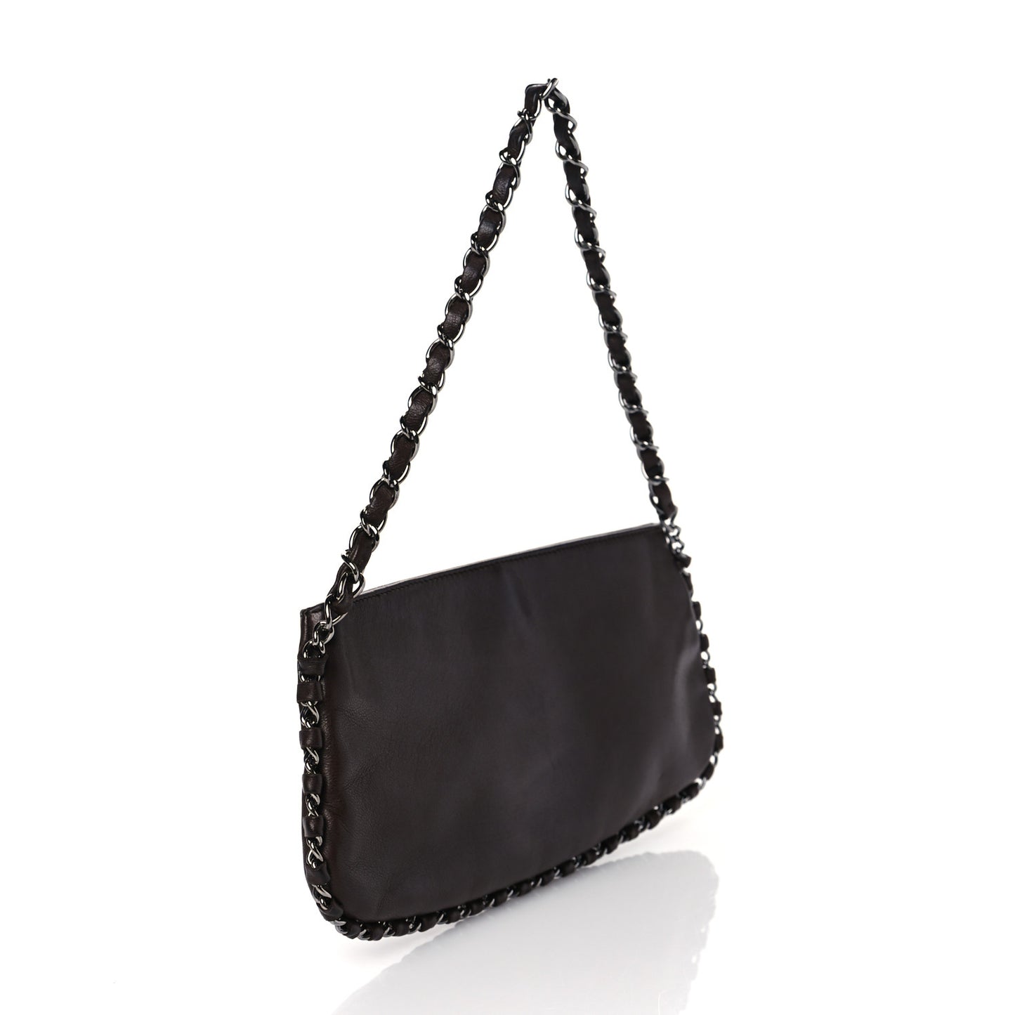 Calfskin Logo Pochette Brown