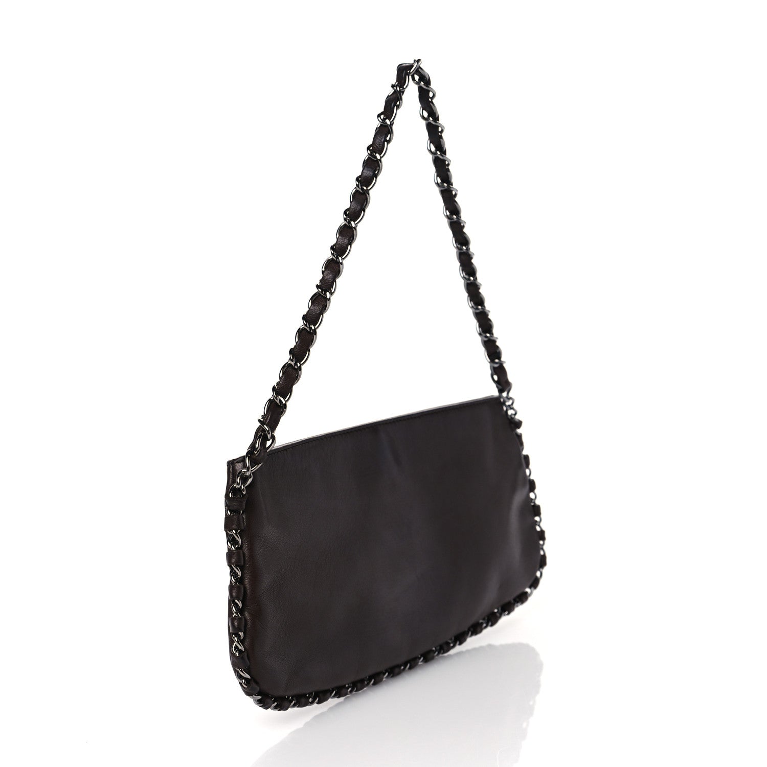 Chanel Calfskin Logo Pochette Brown 2 of 9
