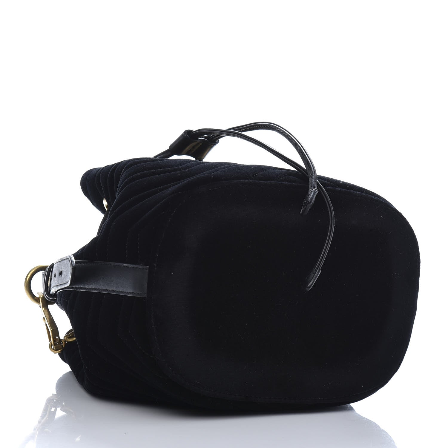 Gucci Velvet Matelasse GG Marmont Bucket Bag Black 4 of 12