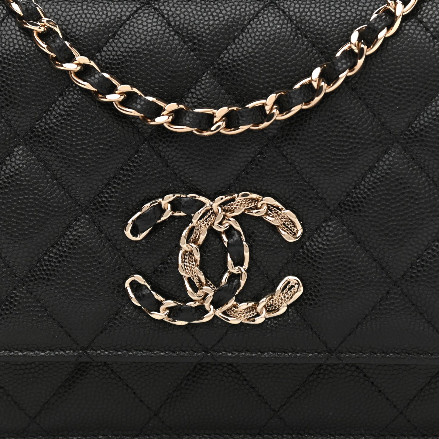 Caviar Quilted French New Wave Chain CC Wallet On Chain WOC Black