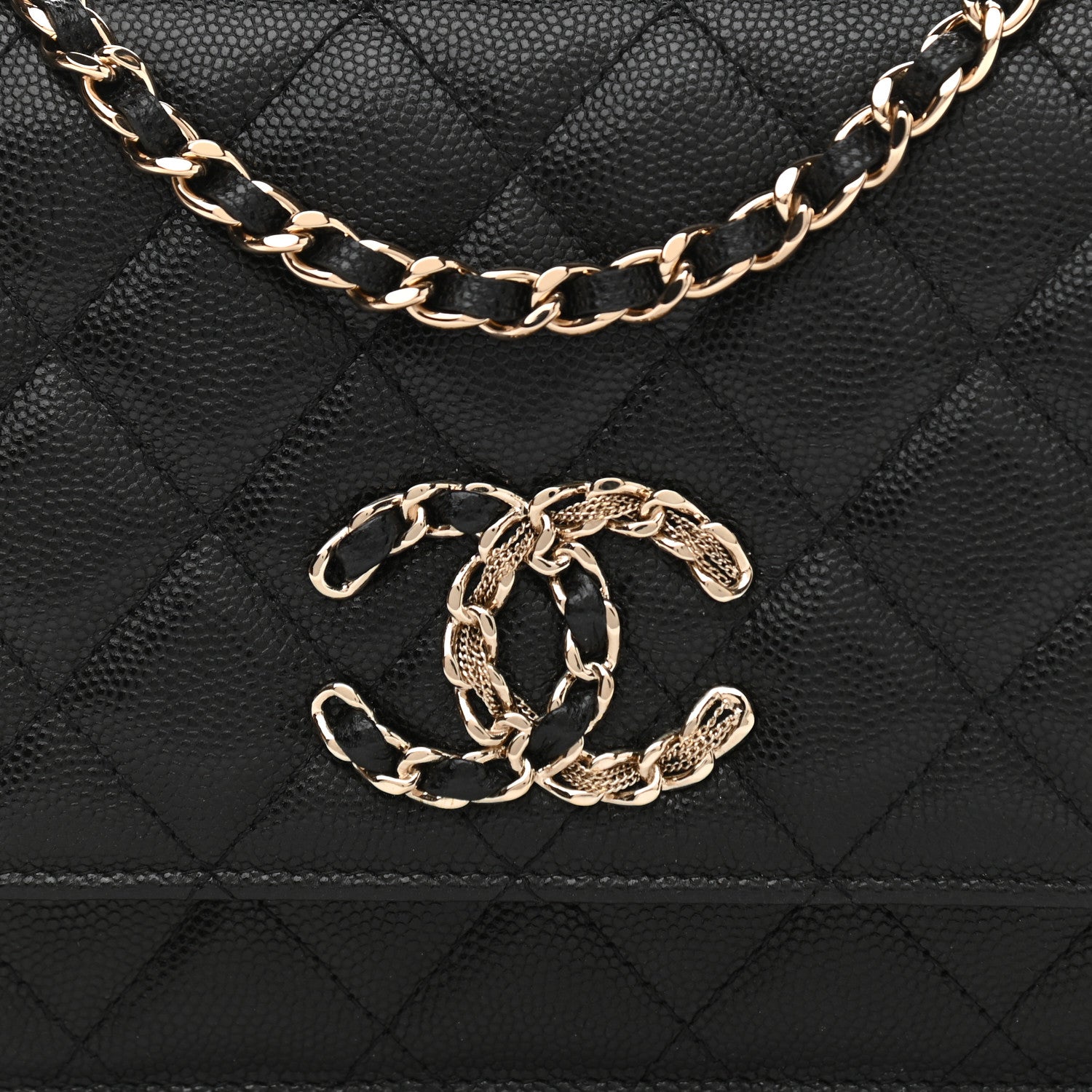 Chanel Caviar Quilted French New Wave Chain CC Wallet On Chain WOC Black 9 of 14