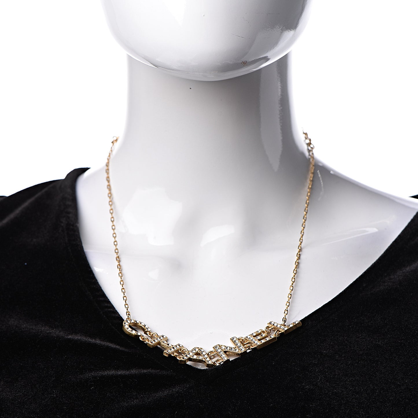 Metal Crystal 90's Icon Logo Necklace Gold