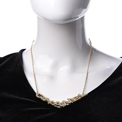 Chanel Metal Crystal 90's Icon Logo Necklace Gold 2 of 5