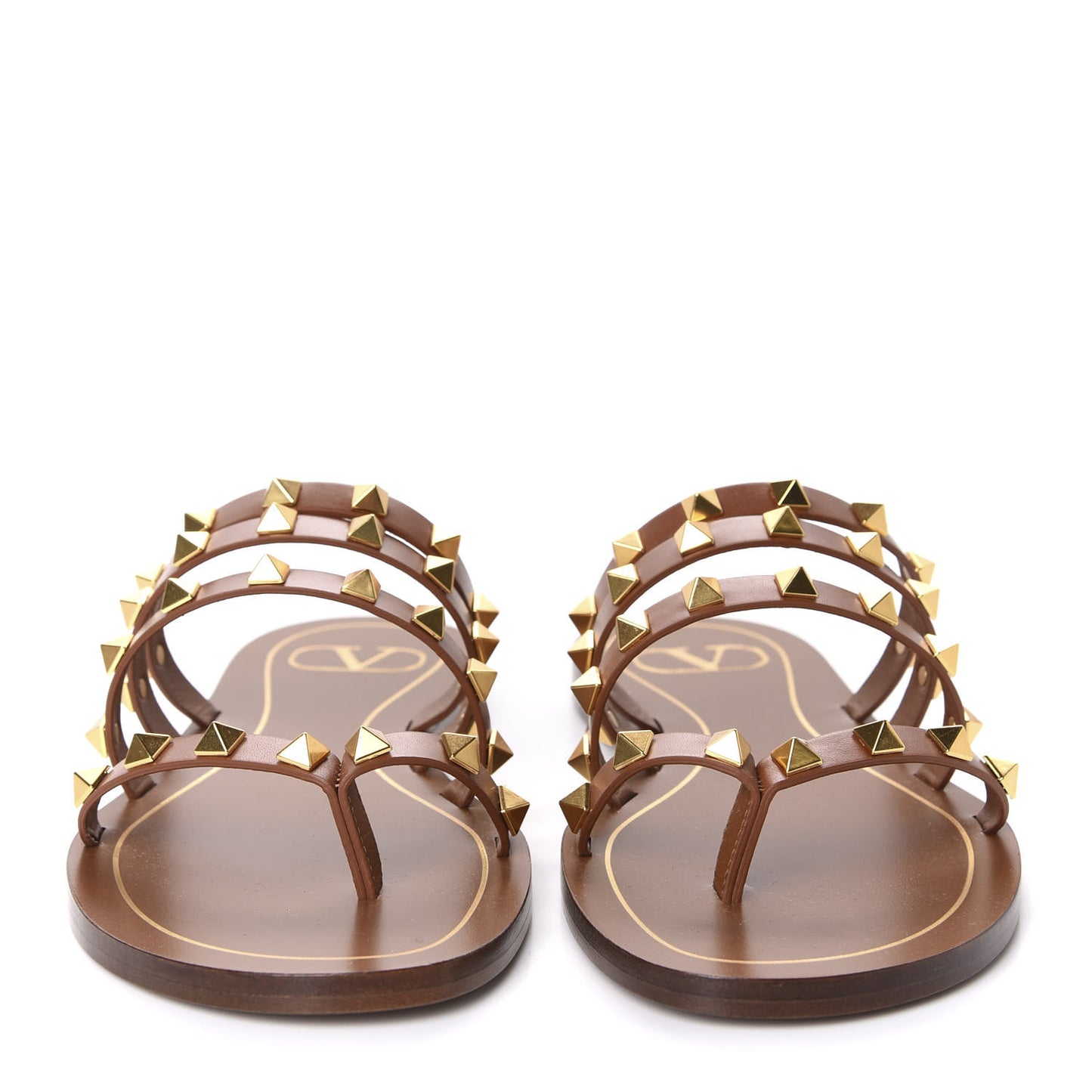 Calfskin Rockstud Flair Flat Thong Sandals 36 Selleria
