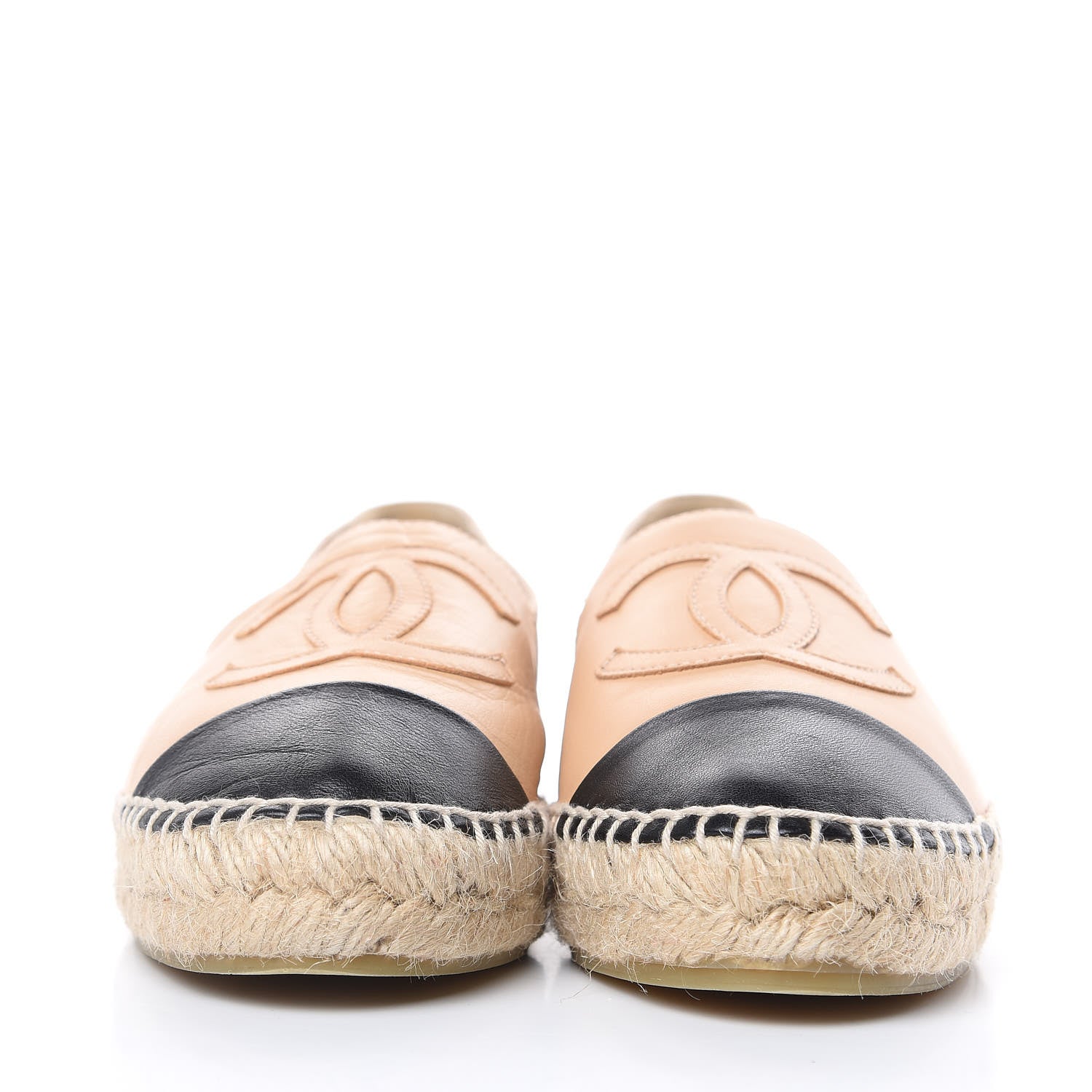 Chanel Lambskin CC Espadrilles 35 Beige Black 2 of 10