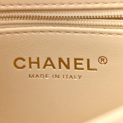 Chanel Shiny Lambskin Quilted Golden Links Top Handle Flap White 6 of 11