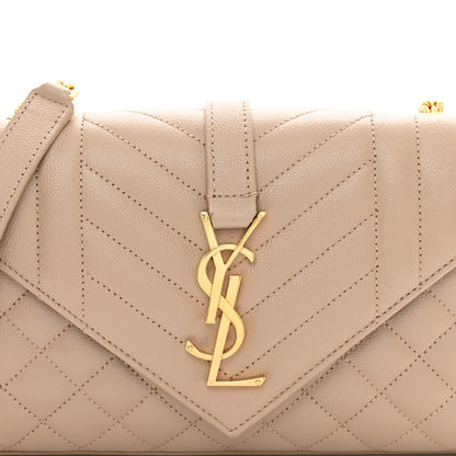 Saint Laurent Grain De Poudre Textured Mixed Matelasse Triquilt Small Monogram Satchel Dark Beige 5 of 10