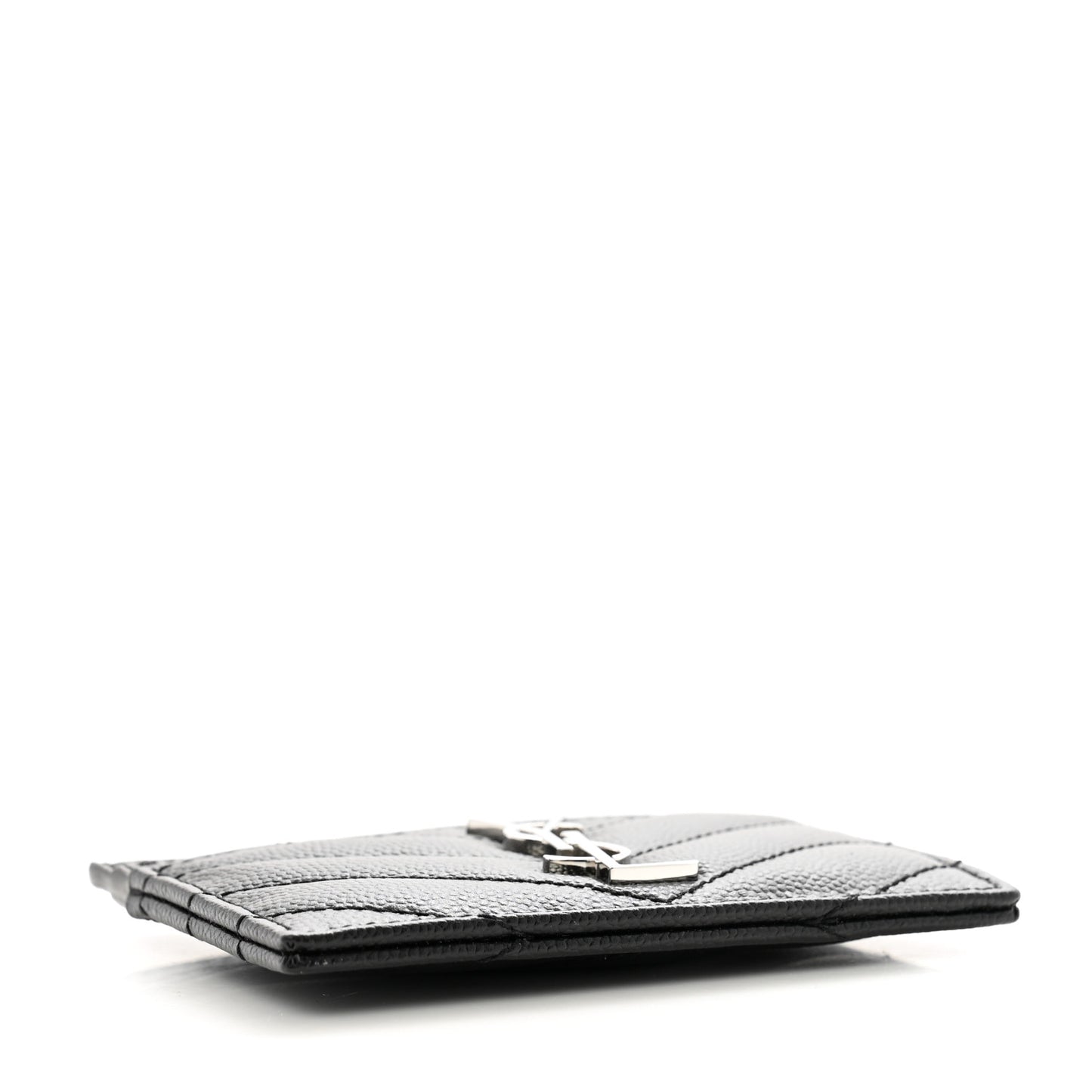 Grain De Poudre Matelasse Chevron Monogram Credit Card Case Black
