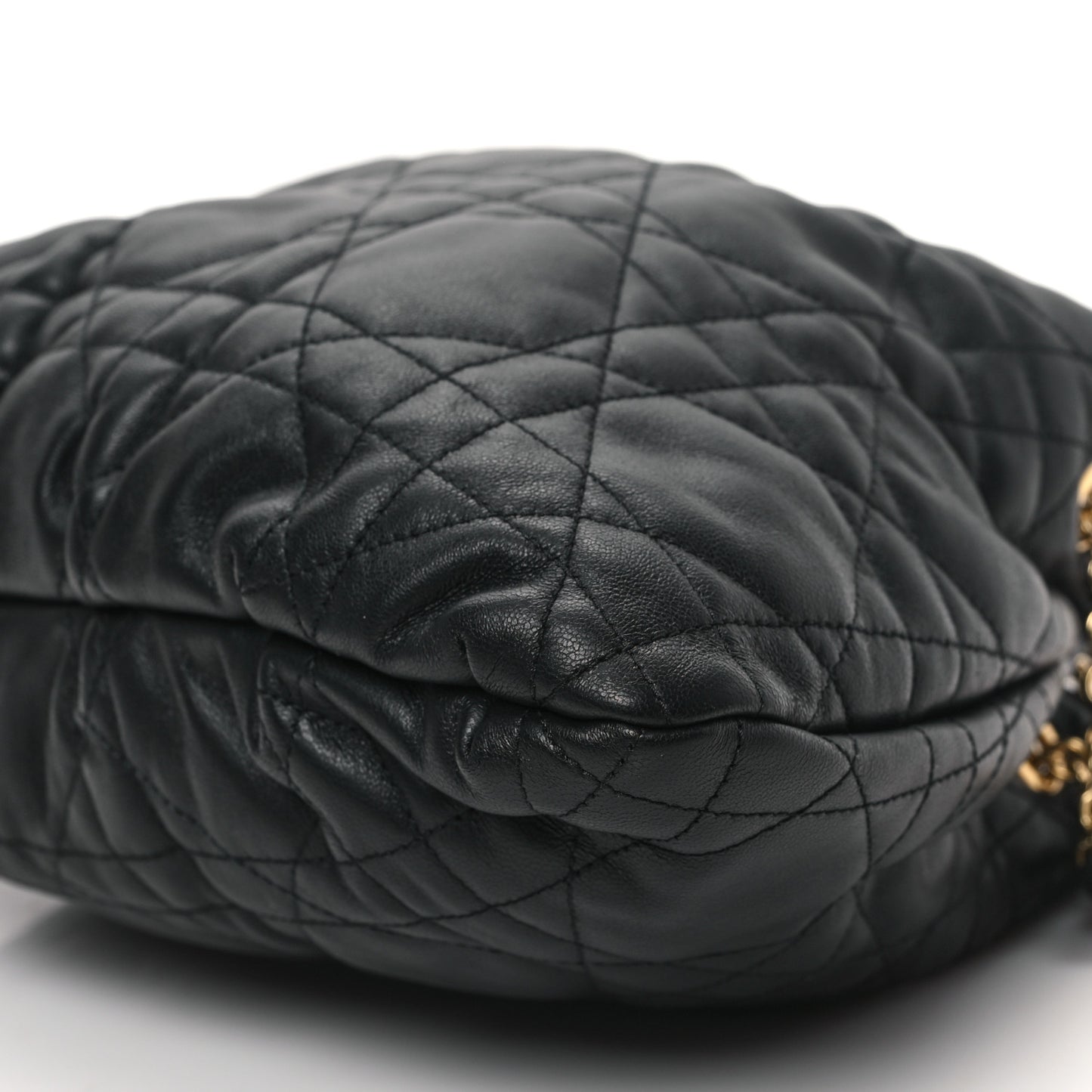 Lambskin Supple Macrocannage Medium Ammi Bag Black