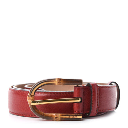 Gucci Calfskin Bamboo Buckle Belt 85 34 Red 1 of 6