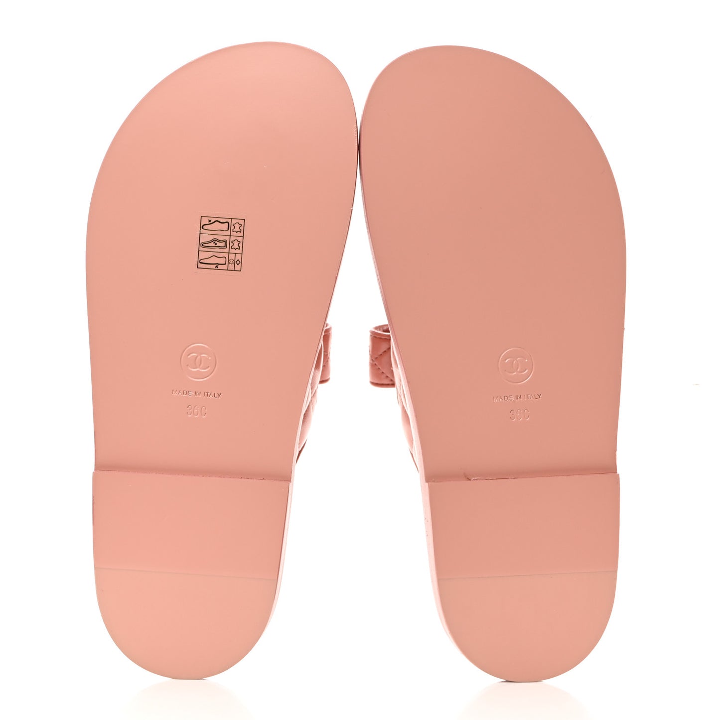 Lambskin Quilted Velcro Dad Chain CC Slide Sandals 36 Pink